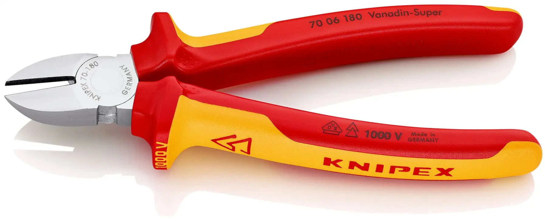Knipex Diagonal Cutting Pliers 180mm VDE Insulated 70 06 180 