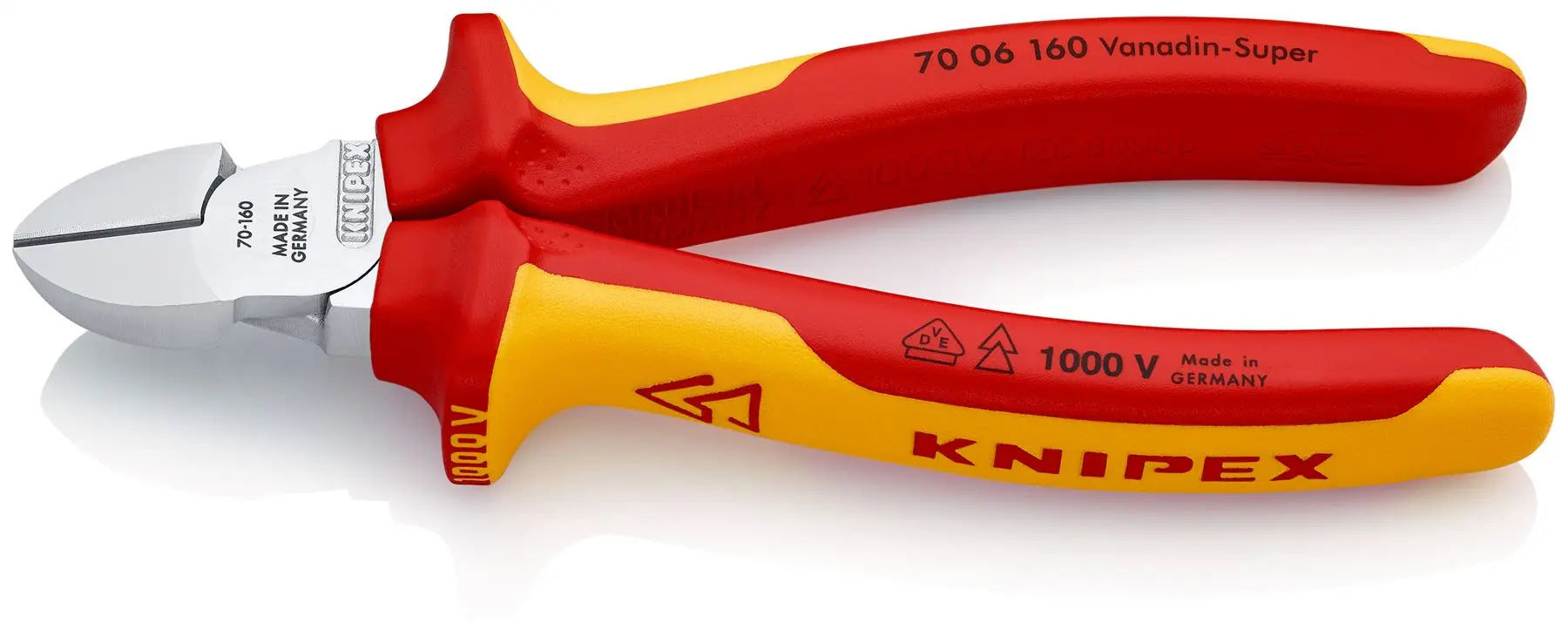 Knipex Diagonal Side Cutting Pliers 160mm VDE Insulated 70 06 160 