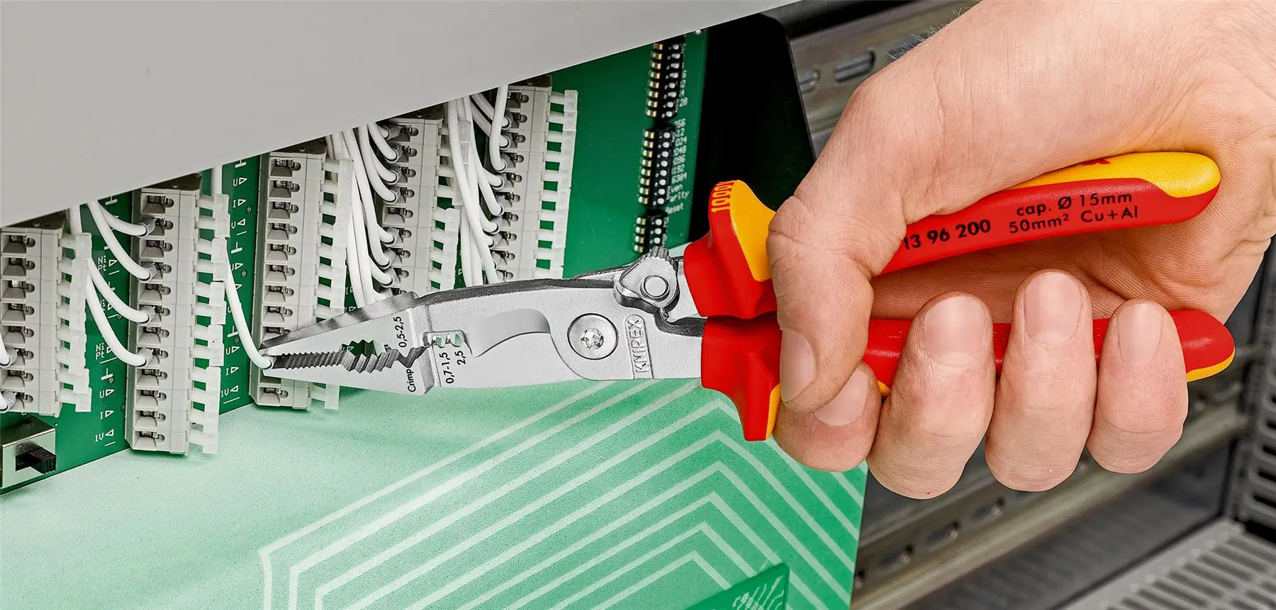 Knipex Electrical Installation Pliers 200mm Multi Component Grips with Tether Point 13 82 200 T 