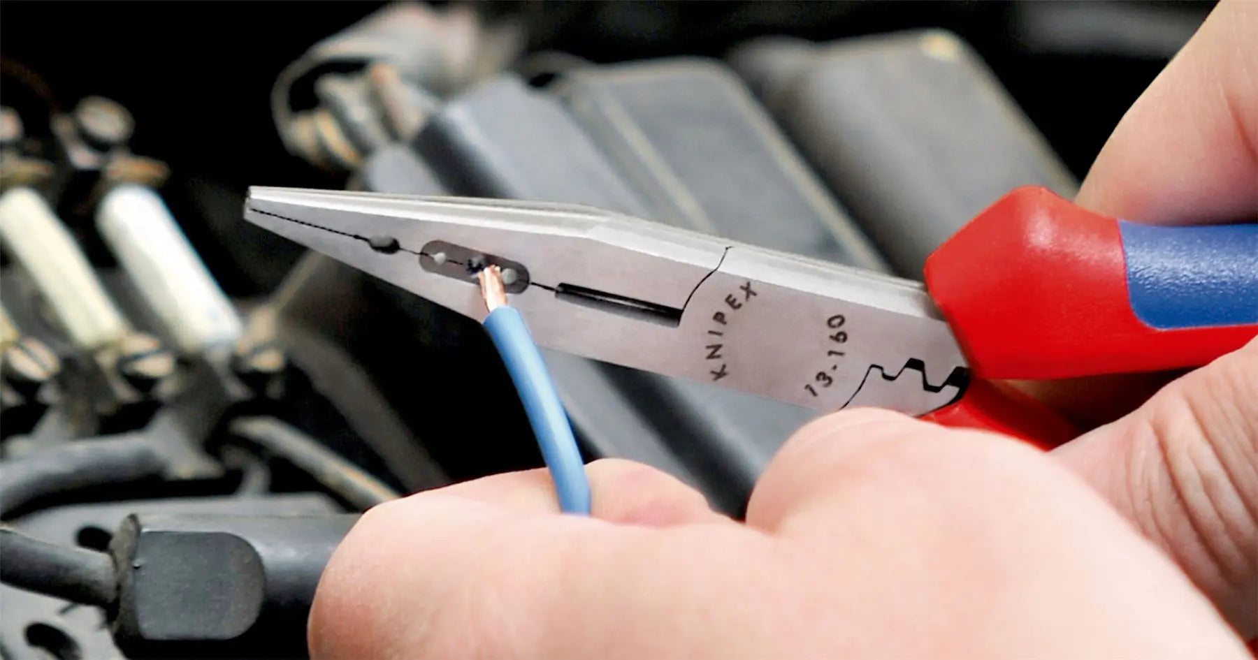 Knipex Electricians Pliers 160mm for Cable Work Multi Component Grips Black Atramentized 13 02 160 