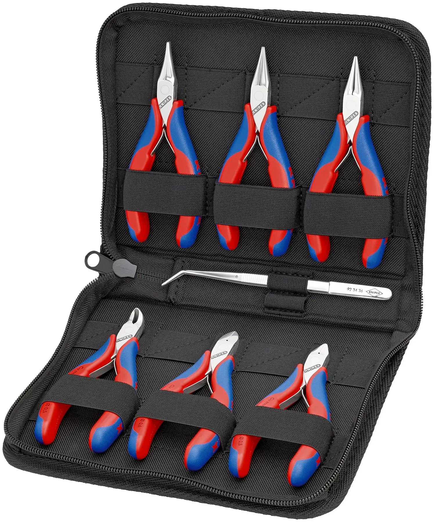 Knipex Electronics Pliers and Tweezer Set in Case 7 Pieces Multi Component Grips 00 20 16  White Rose Tools