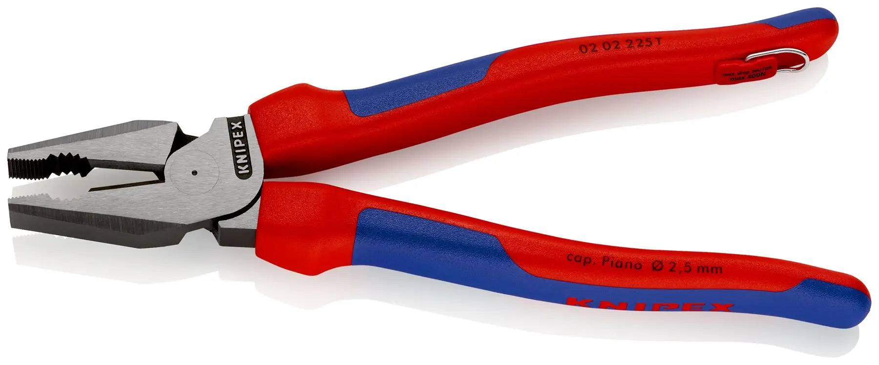 Knipex High Leverage Combination Pliers 225mm Multi Component Grips with Tether Point 02 02 225 T 