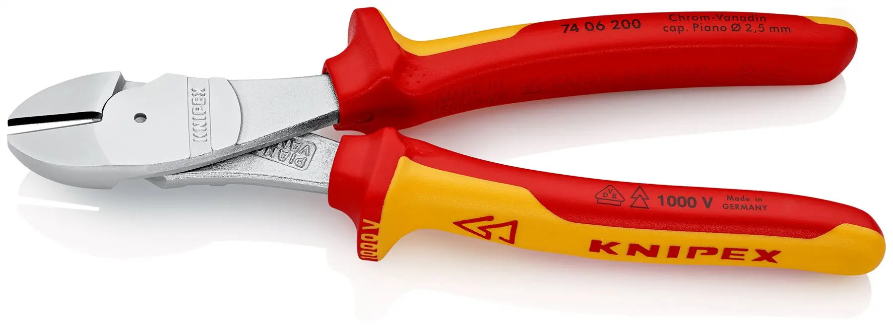 Knipex High Leverage Diagonal Side Cutting Pliers 200mm VDE Insulated 74 06 200 