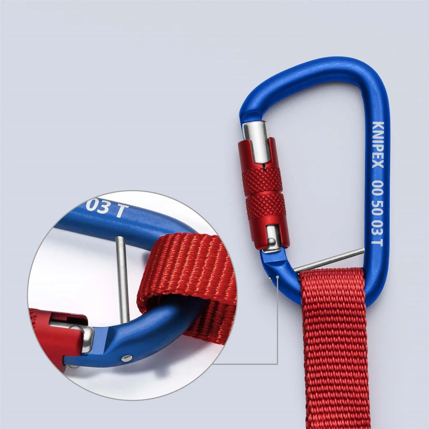Knipex Lanyard with Fixated Carabiner for Tethered Tool Range 00 50 12 T BK  White Rose Tools