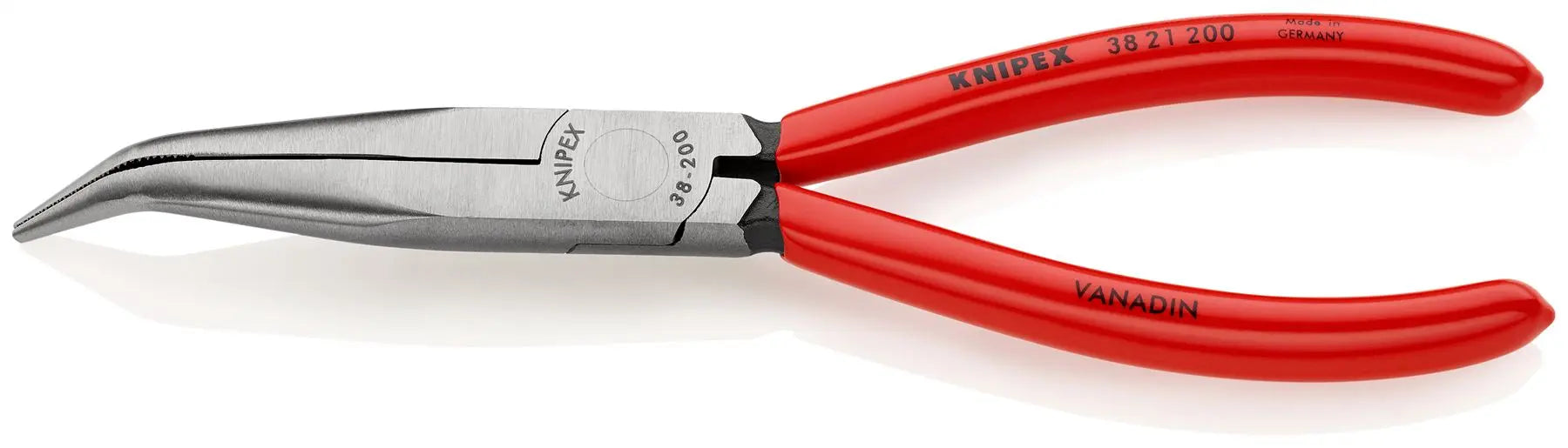 Knipex Mechanics Pliers 200mm 40 Degree Bent Half Round Jaws 38 21 200  White Rose Tools
