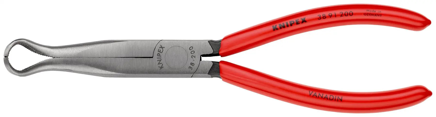 Knipex Mechanics Pliers 200mm 45 Degree Angled Half Round Long Jaws 38 91 200  White Rose Tools