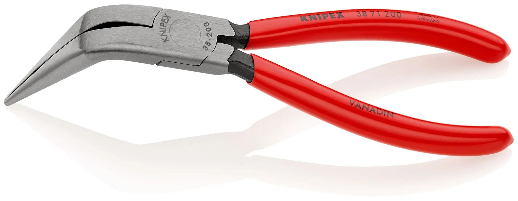 Knipex Mechanics Pliers 200mm 70 Degree Angled Half Round Jaws 38 71 200  White Rose Tools