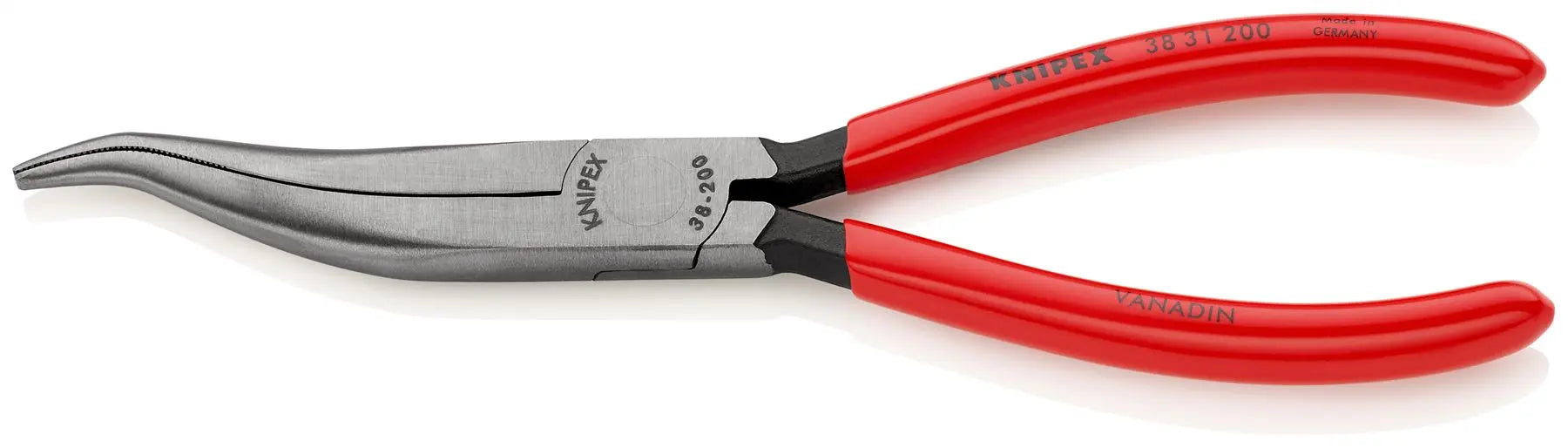 Knipex Mechanics Pliers 200mm Cranked Half Round Jaws 38 31 200  White Rose Tools