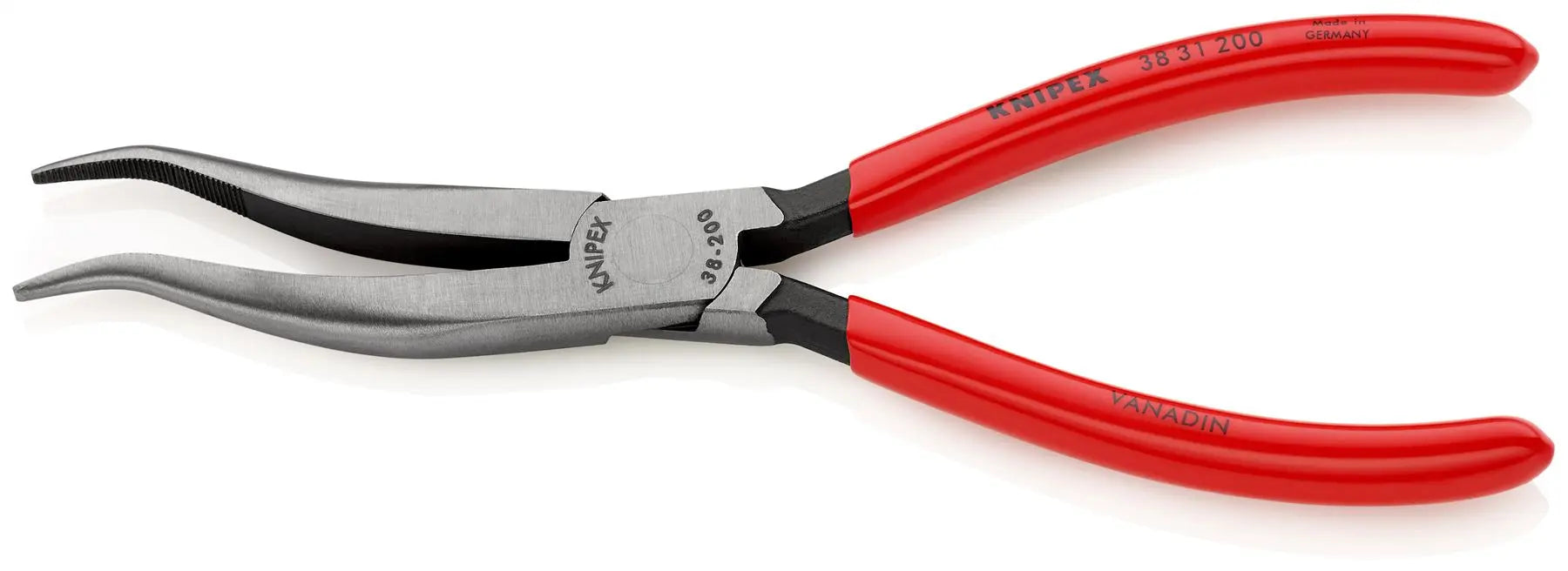 Knipex Mechanics Pliers 200mm Cranked Half Round Jaws 38 31 200  White Rose Tools