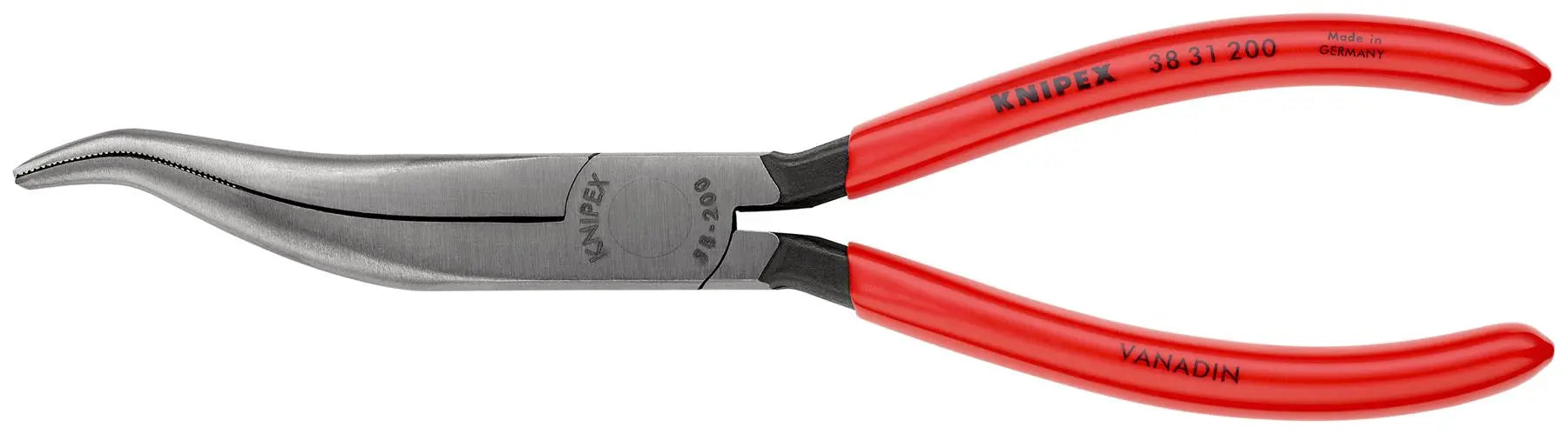 Knipex Mechanics Pliers 200mm Cranked Half Round Jaws 38 31 200  White Rose Tools