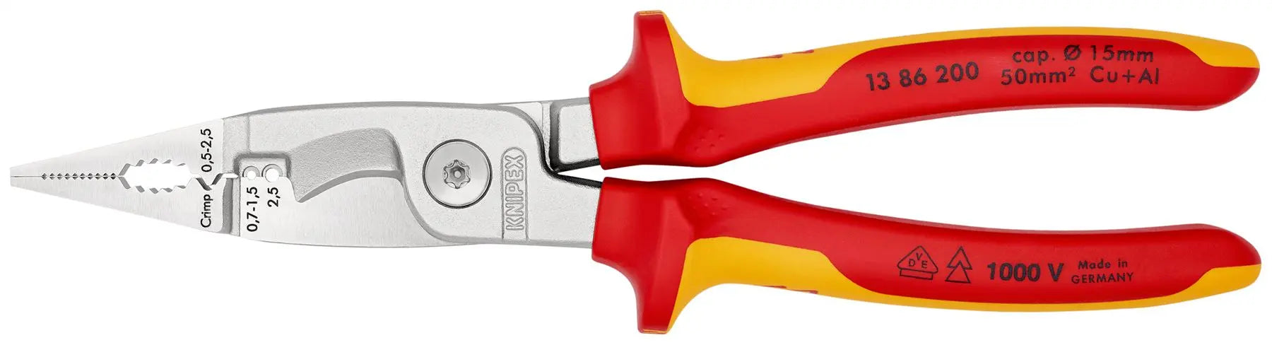 Knipex Pliers for Electrical Installation 200mm VDE Insulated 13 86 200 