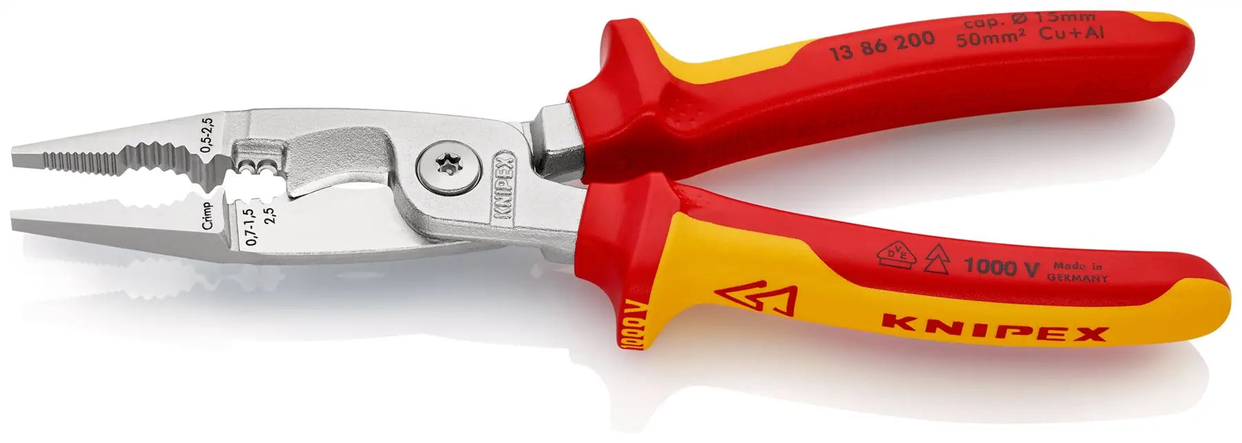 Knipex Pliers for Electrical Installation 200mm VDE Insulated 13 86 200 