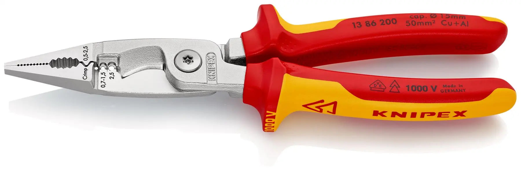 Knipex Pliers for Electrical Installation 200mm VDE Insulated 13 86 200 