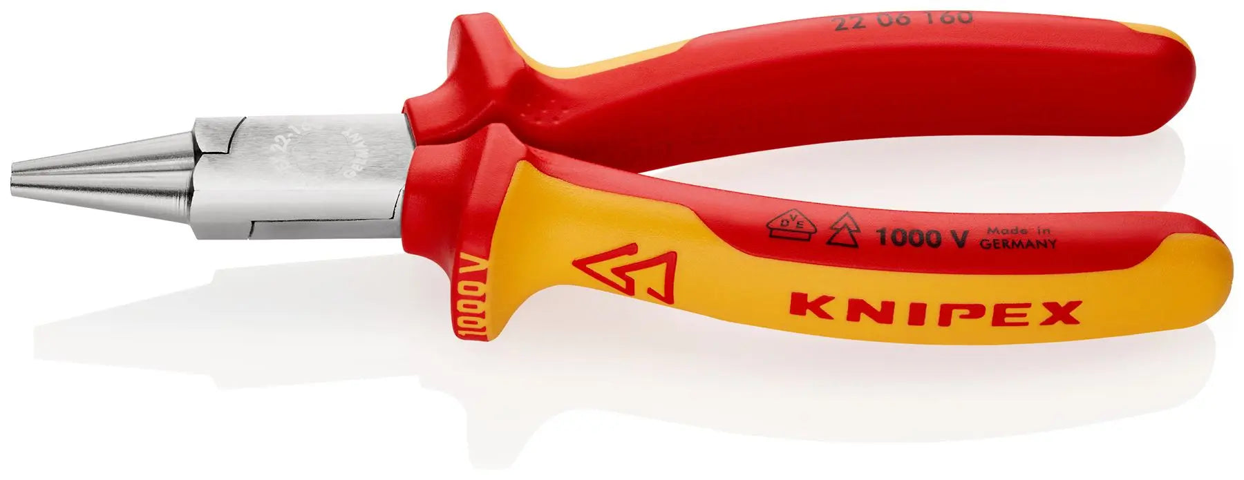 Knipex Round Nose Pliers 160mm VDE 1000V Multi Component Grips 22 06 160 