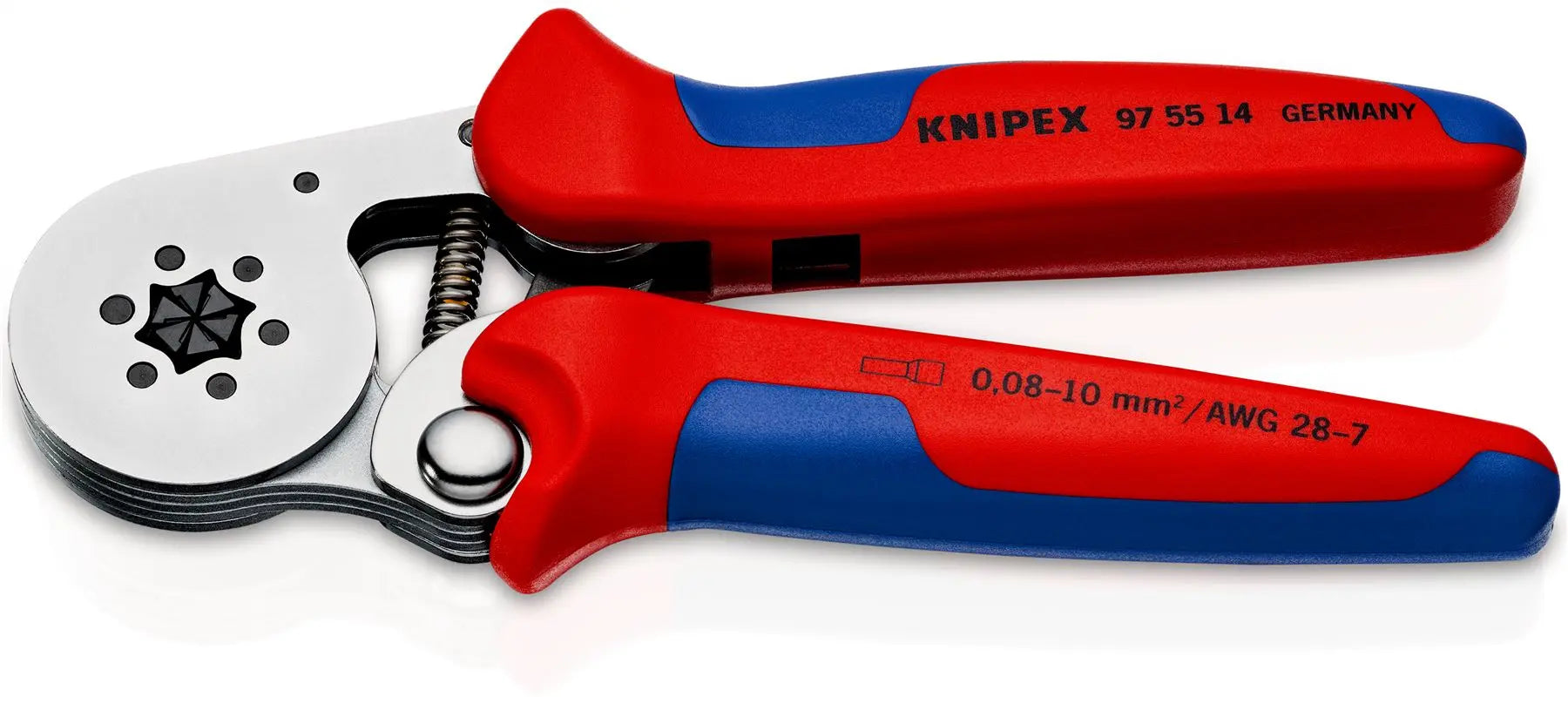Knipex Self Adjusting Electricians Crimping Pliers for Wire Ferrules 0.08-10mm² 28-8 AWG 95 55 14 
