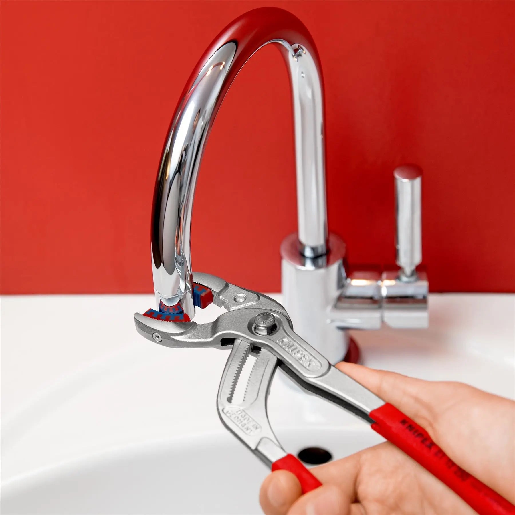 Knipex Siphon and Connector Pliers SpeedGrip Chrome Plated Plastic Jaws 250mm 81 13 250 