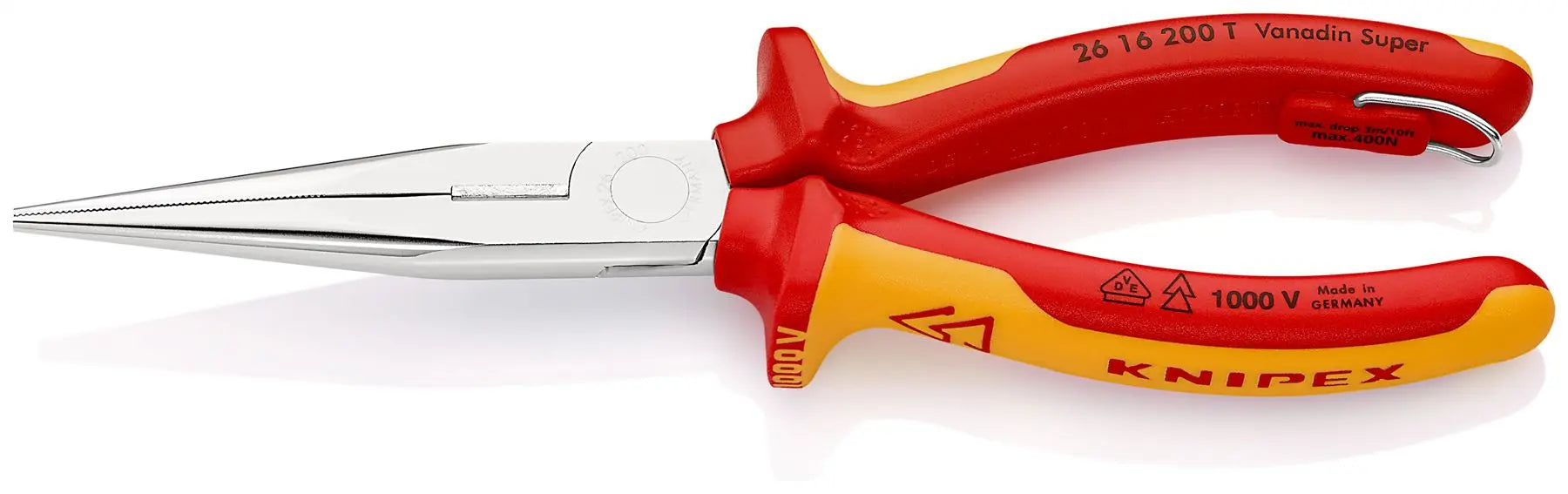 Knipex Snipe Nose Side Cutting Pliers Stork Beak Plier 200mm VDE Insulated 1000V Tether Point 26 16 200 T 