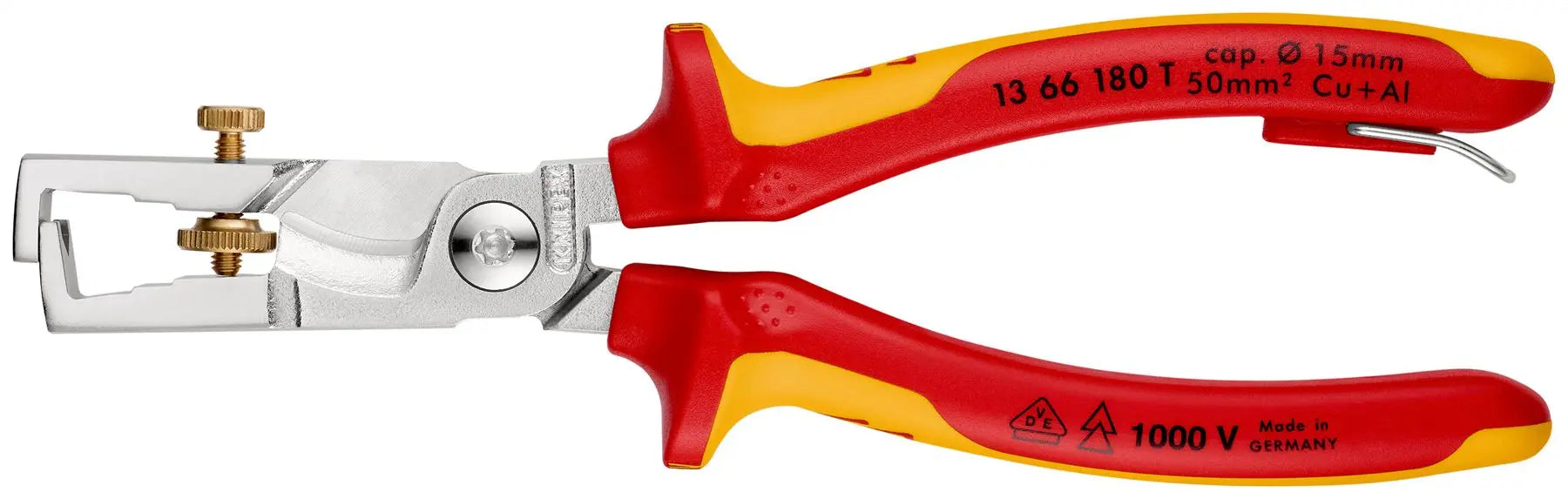 Knipex StriX Insulation Strippers with Cable Shears 180mm VDE Tested 1000V with Tether Point 13 66 180 T 