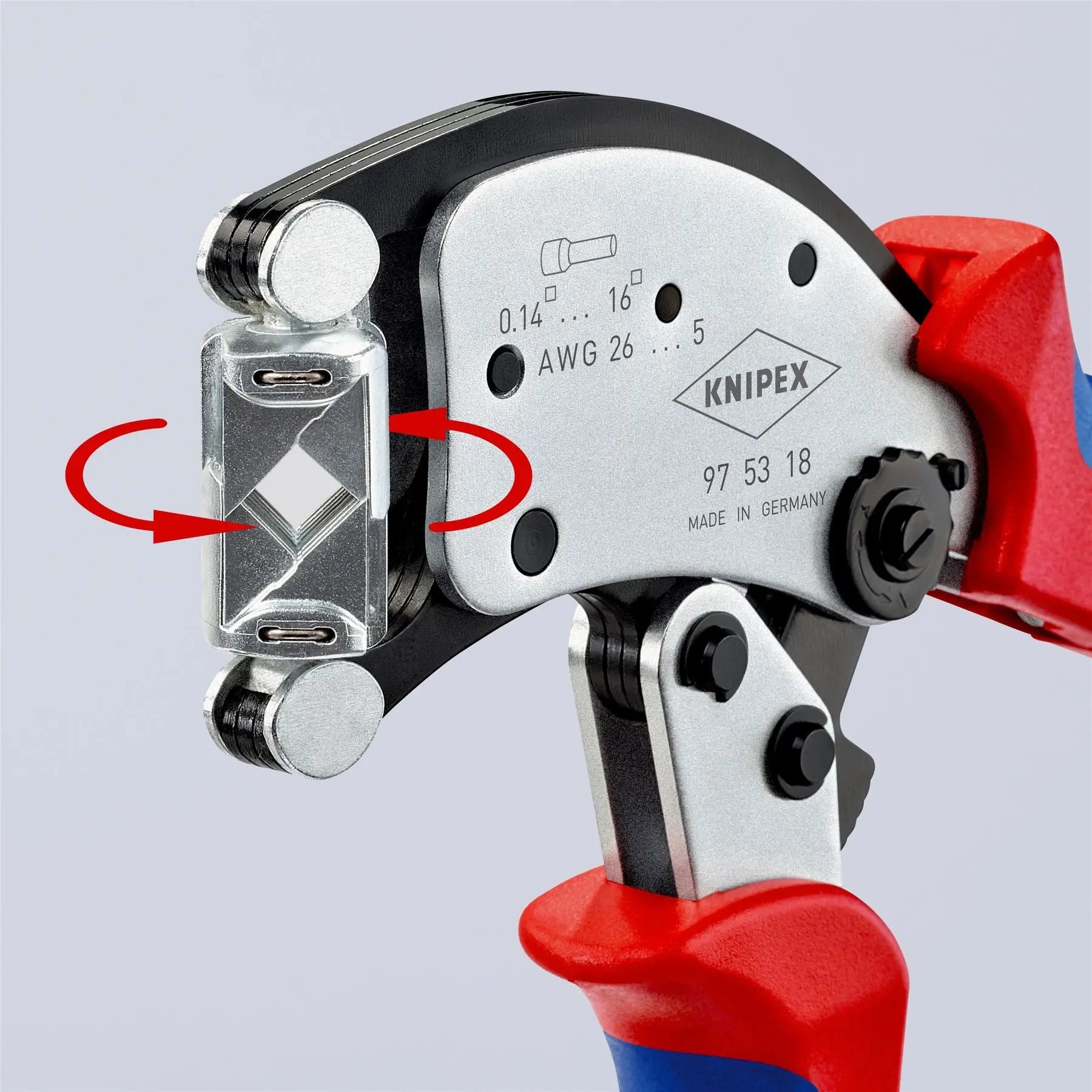Knipex Twistor 16 Self Adjusting Crimping Pliers for Wire Ferrules with Rotatable Die Head 97 53 18 