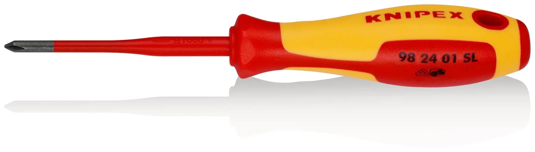 Knipex VDE Screwdriver (Slim) for Phillips Screws 1000V PH1 x 80mm 98 24 01 SL 