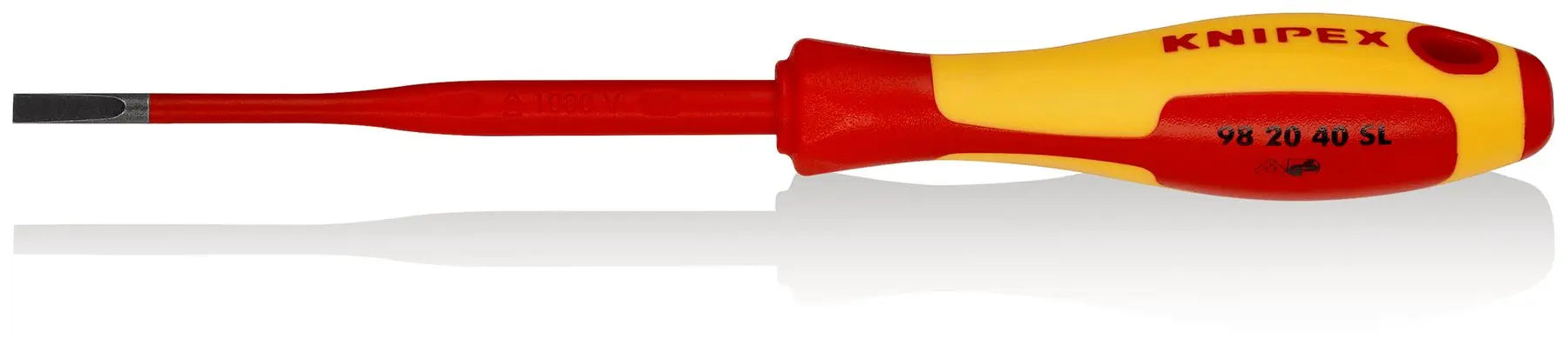 Knipex VDE Screwdriver (Slim) for Slotted Screws 1000V 4.0 x 0.8 x 100mm 98 20 40 SL 