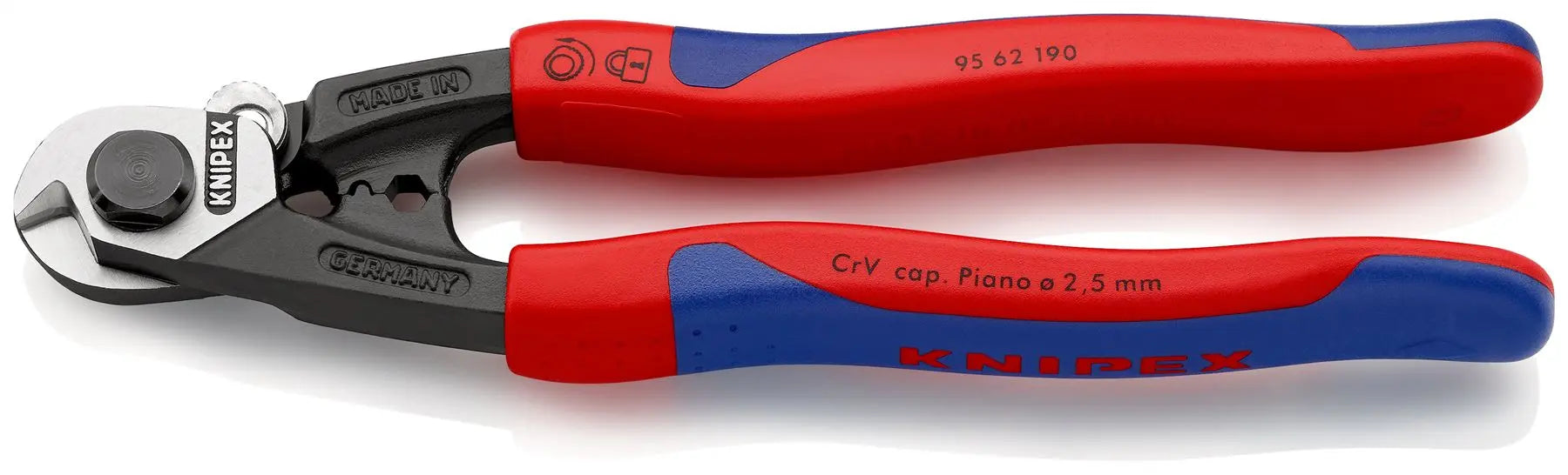 Knipex Wire Rope Cutters Forged Cutting Pliers Burnished Head up to 7mm Capacity 190mm 95 62 190 