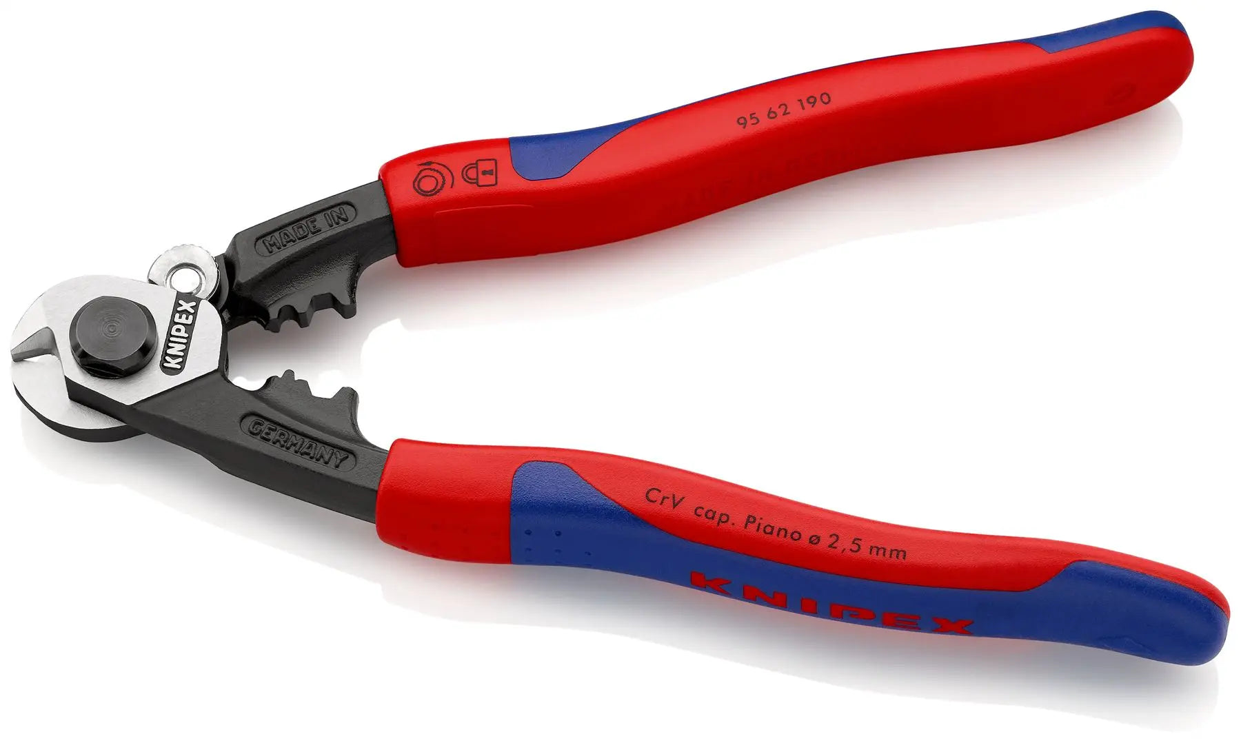 Knipex Wire Rope Cutters Forged Cutting Pliers Burnished Head up to 7mm Capacity 190mm 95 62 190 