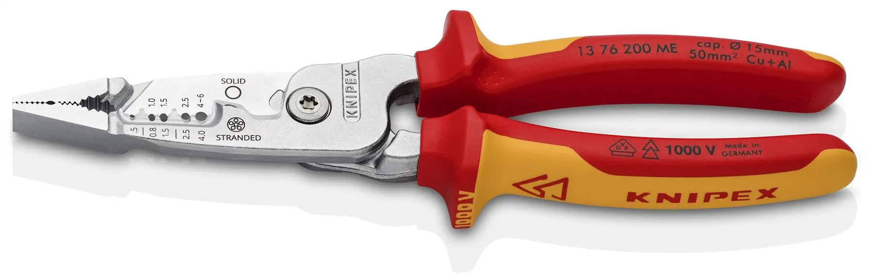 Knipex WireStripper Stripping Pliers 200mm Metric Version VDE 1000V Multi Component Grips 13 76 200 ME  White Rose Tools