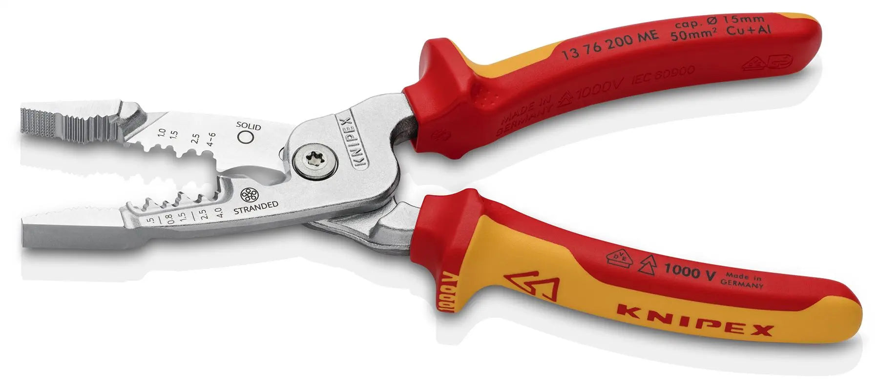 Knipex WireStripper Stripping Pliers 200mm Metric Version VDE 1000V Multi Component Grips 13 76 200 ME  White Rose Tools