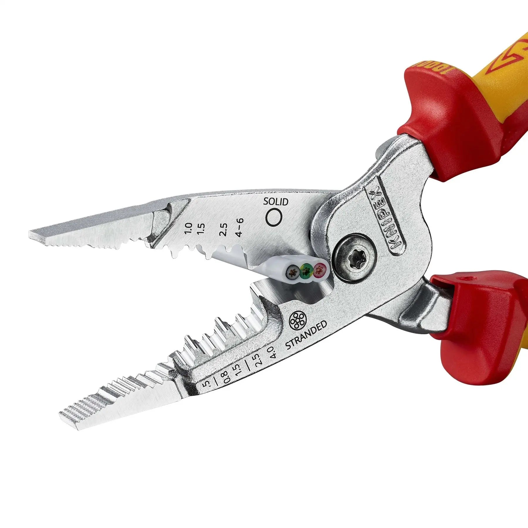 Knipex WireStripper Stripping Pliers 200mm Metric Version VDE 1000V Multi Component Grips 13 76 200 ME  White Rose Tools