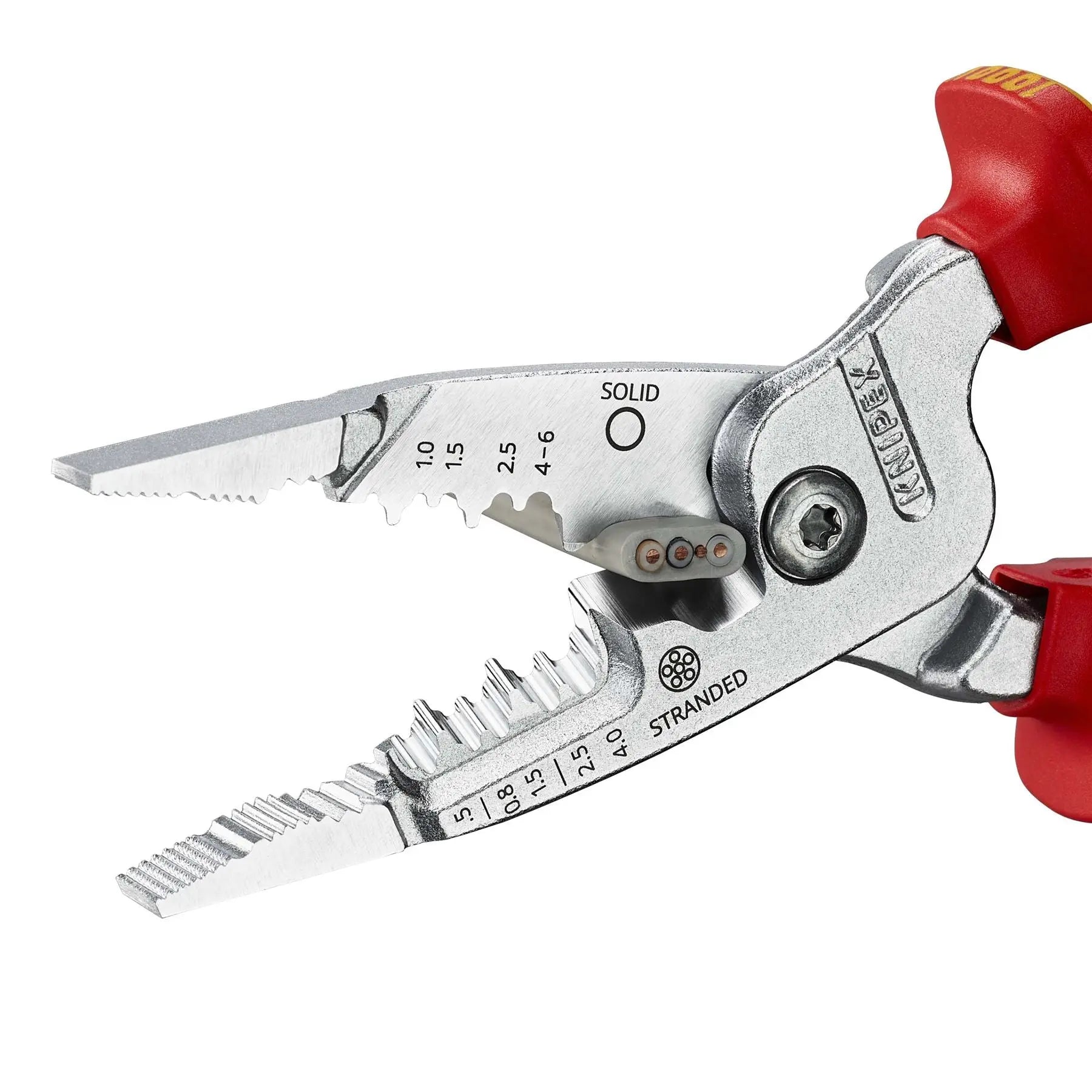 Knipex WireStripper Stripping Pliers 200mm Metric Version VDE 1000V Multi Component Grips 13 76 200 ME  White Rose Tools