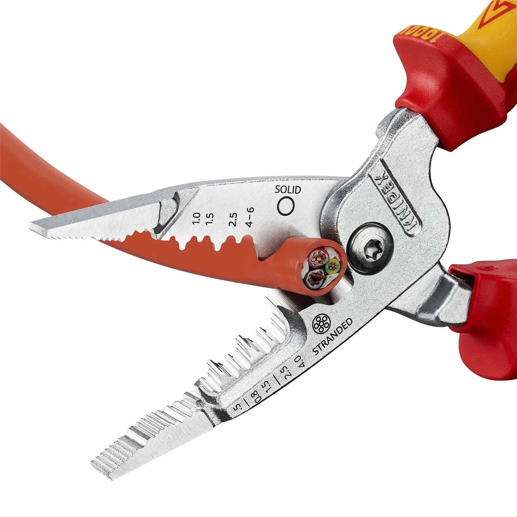Knipex WireStripper Stripping Pliers 200mm Metric Version VDE 1000V Multi Component Grips 13 76 200 ME  White Rose Tools
