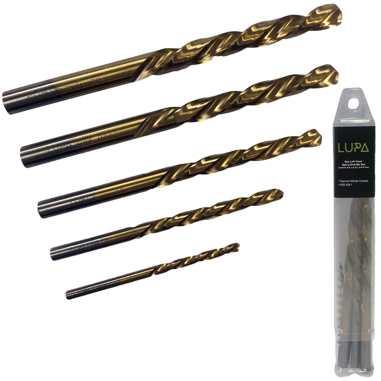 LUPA 5 Piece Left Hand Spiral Drill Bit Set Screw Stud Extraction Remover Removal 