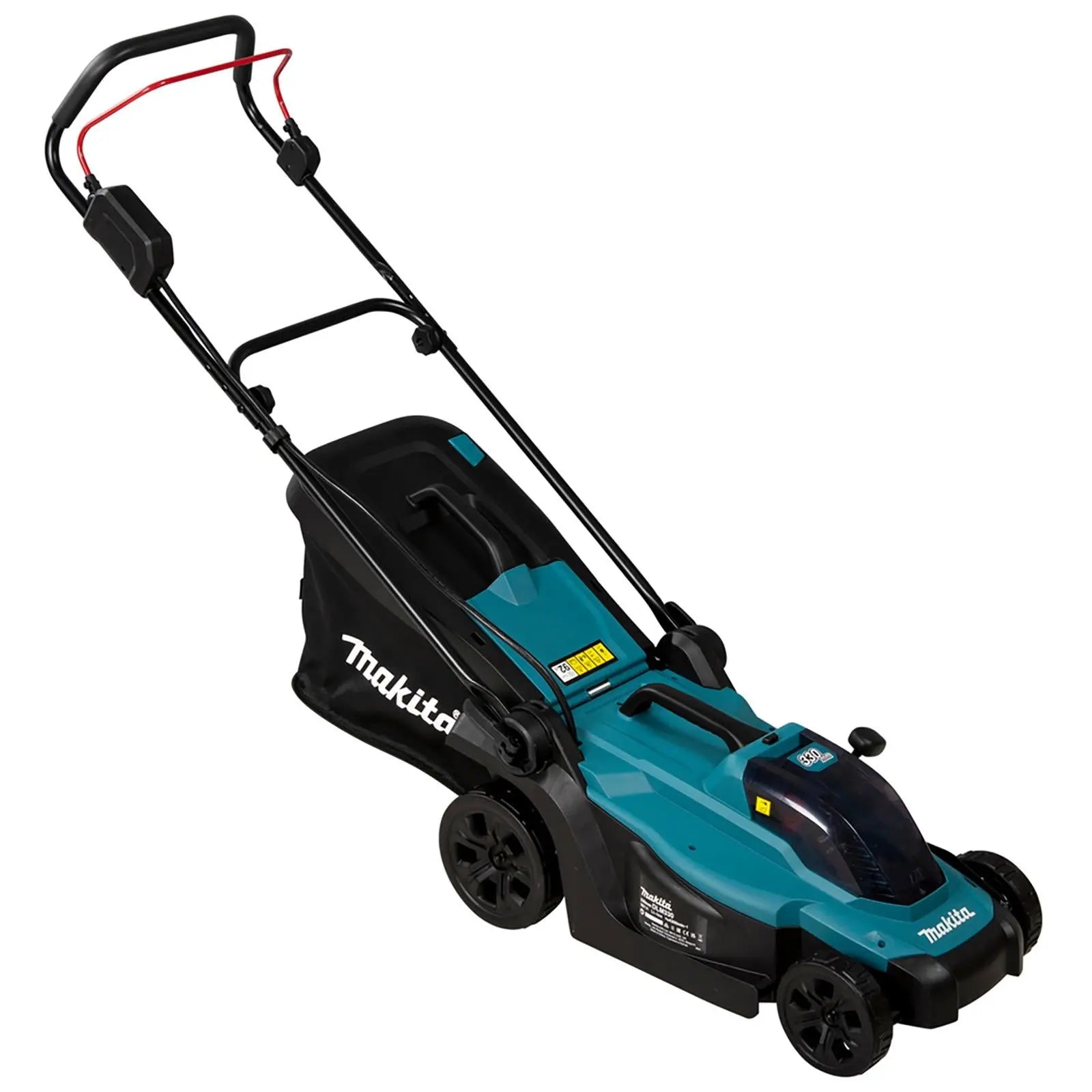 Makita 33cm Lawn Mower Kit 18V LXT Li-ion Cordless Garden Grass Outdoor 5Ah Battery and Charger DLM330RT  White Rose Tools