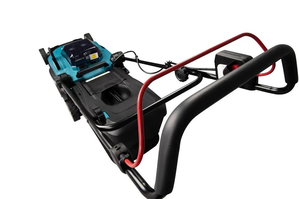 Makita 38cm Lawn Mower Kit Twin 18V LXT Li-ion Cordless Garden Grass Outdoor 2 x 6Ah Battery and Dual Rapid Charger DLM382PG2  White Rose Tools