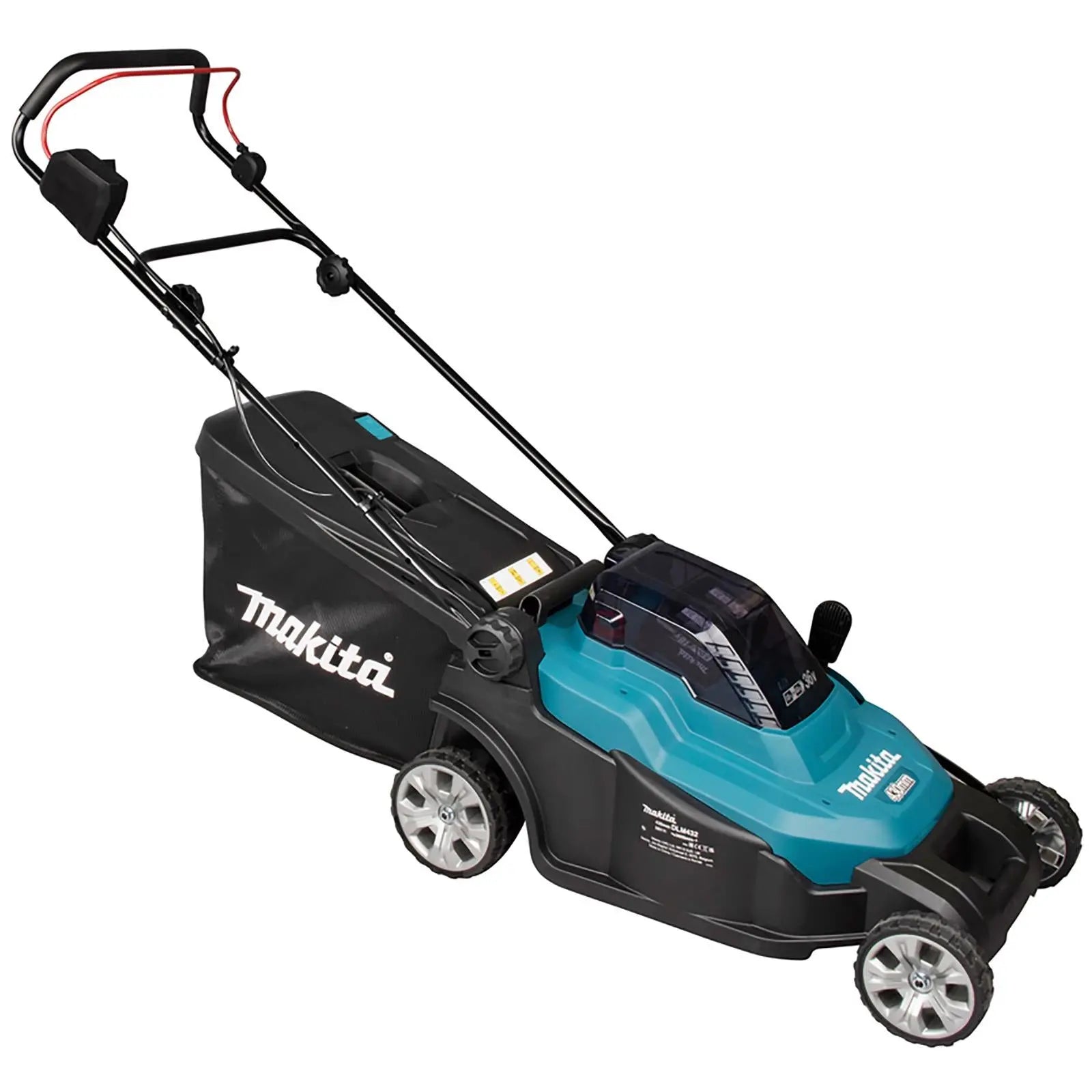 Makita 43cm Lawn Mower Kit Twin 18V LXT Li-ion Cordless Garden Grass Outdoor 2 x 6Ah Battery and Dual Rapid Charger DLM432PG2  White Rose Tools