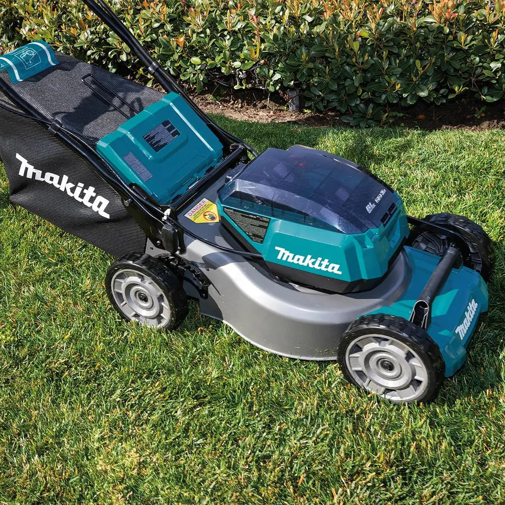 Makita 46cm Lawn Mower Kit Twin 18V LXT Li-ion Cordless Garden Grass Outdoor 2 x 6Ah Battery and Dual Rapid Charger DLM462PG2  White Rose Tools