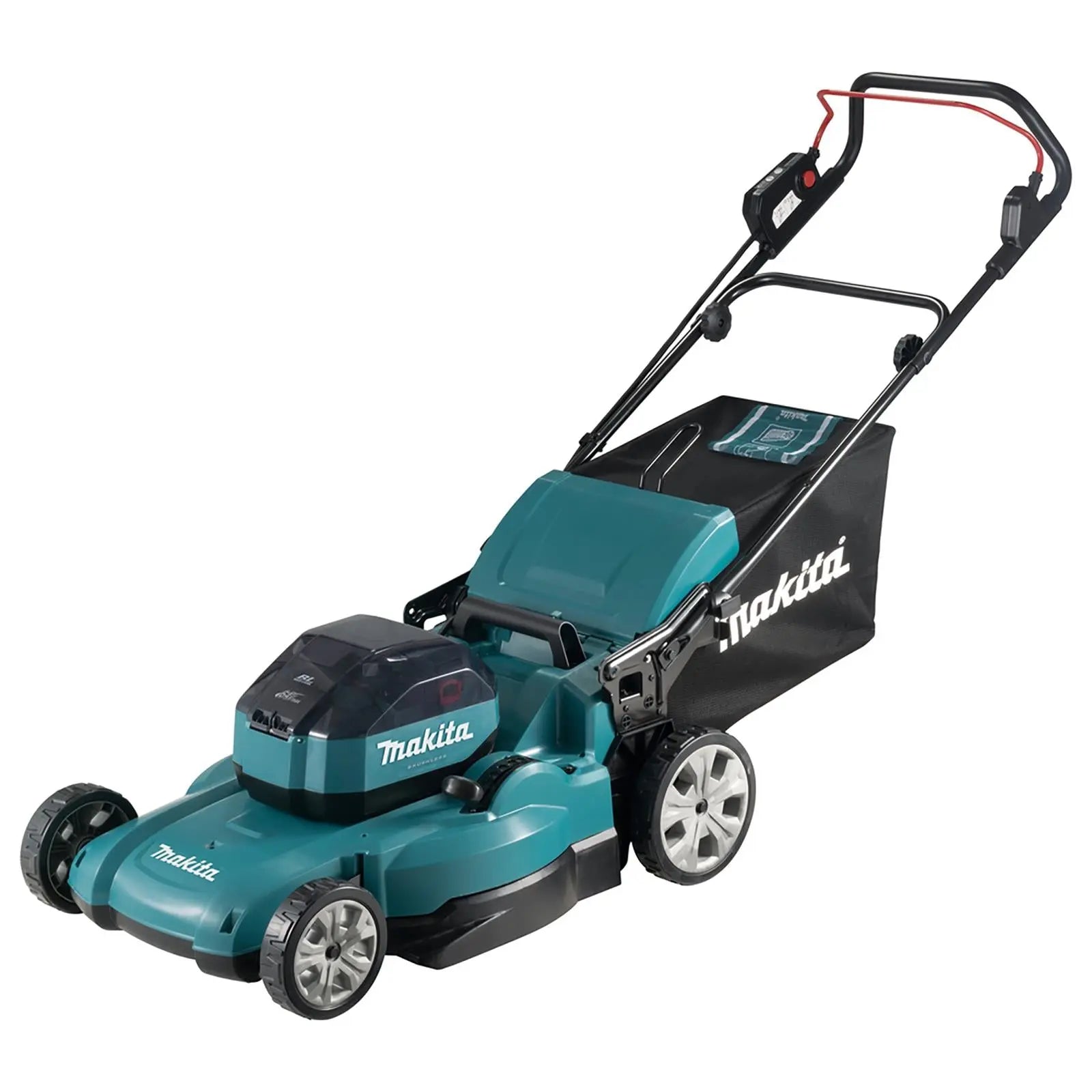 Makita 53cm Lawn Mower Kit 64V Max Li-ion Cordless Garden Grass Outdoor 4Ah Battery and Charger LM002JM101  White Rose Tools