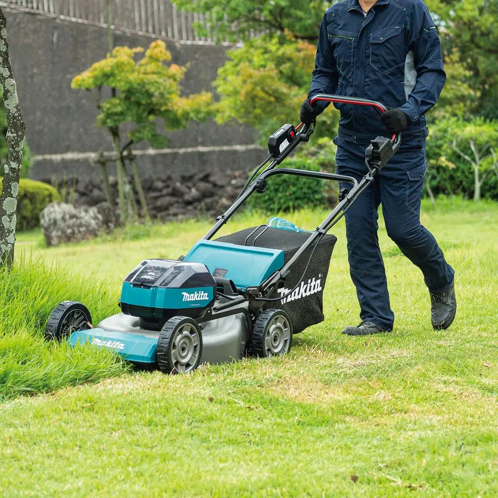 Makita 53cm Lawn Mower Kit 64V Max Li-ion Cordless Garden Grass Outdoor 4Ah Battery and Charger LM004JM101  White Rose Tools