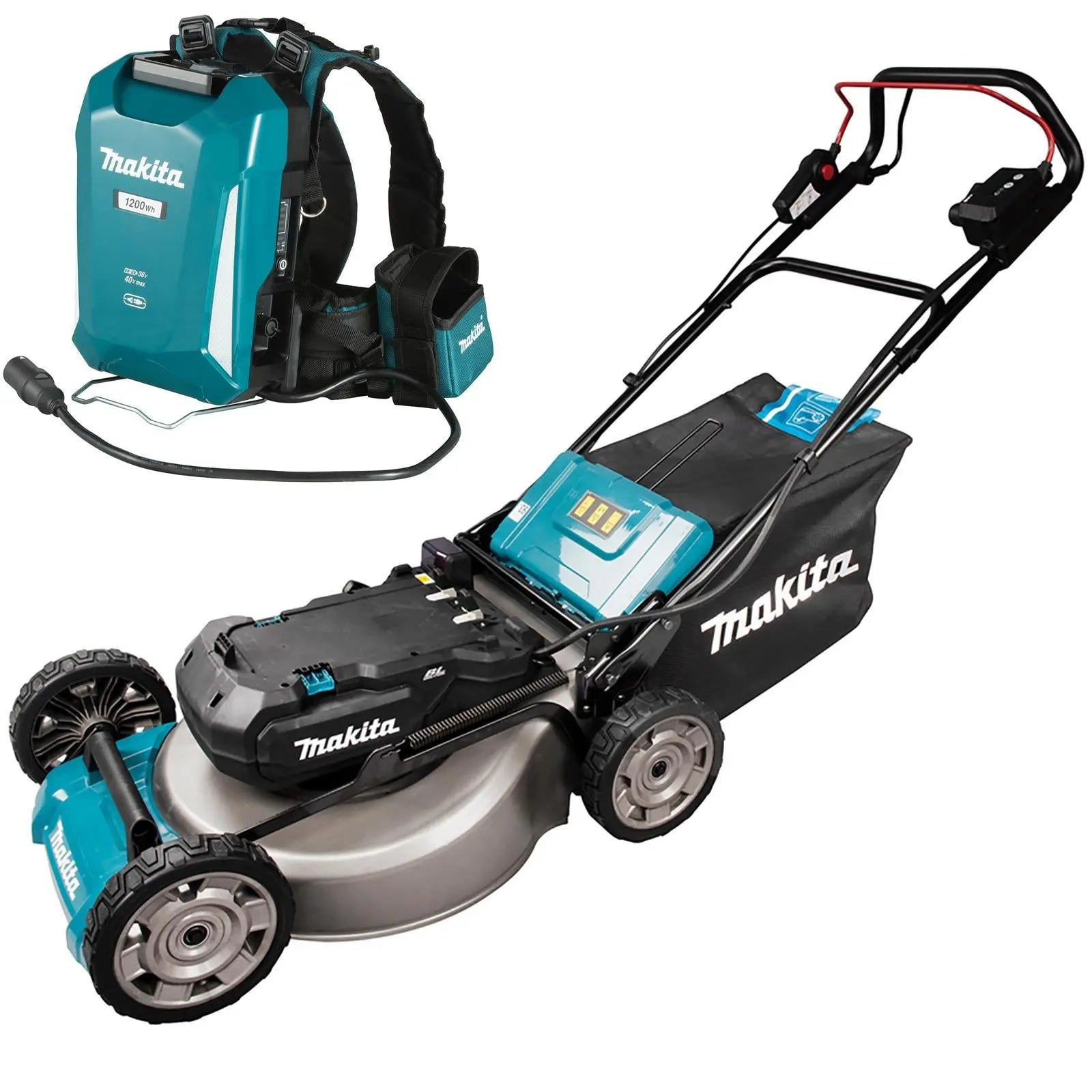 Makita 53cm Lawn Mower and Power Pack Kit 18V 40V Max LXT XGT Li-ion Cordless Garden Grass Outdoor LM001CX3  White Rose Tools