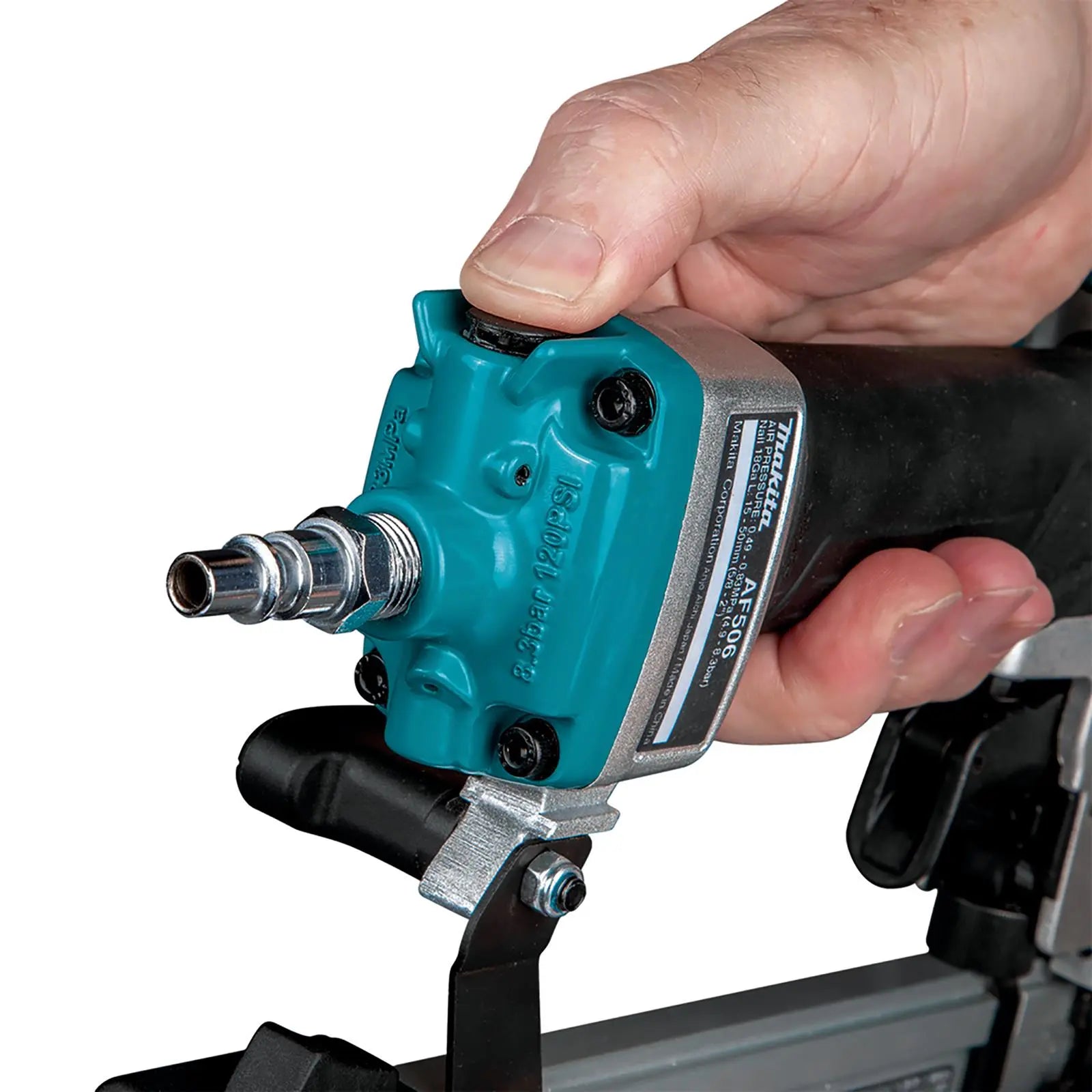 Makita Air Brad Nailer 15-50mm 18 Gauge Nails AF506  White Rose Tools