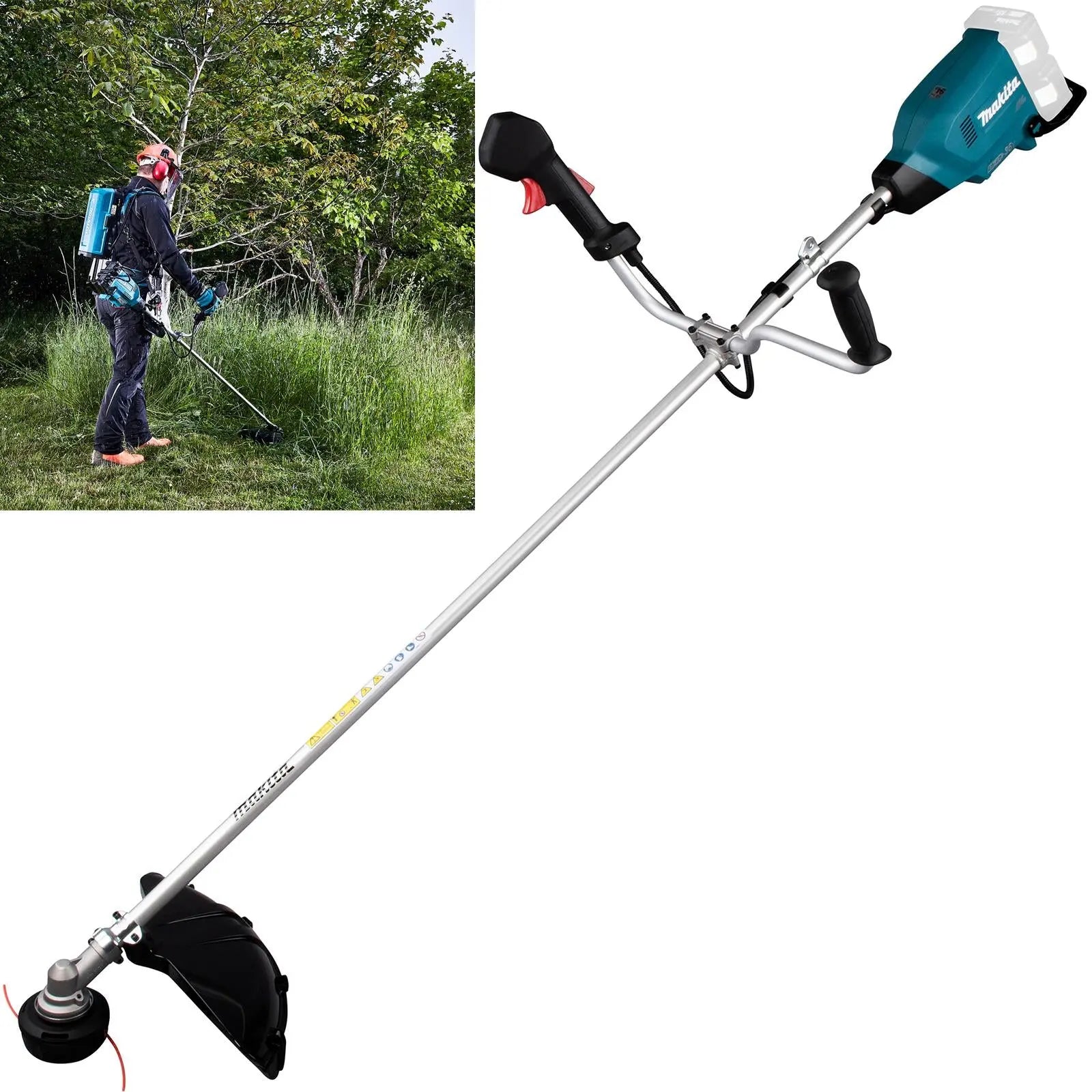 Makita Brush Cutter 2 x 18V LXT Brushless Cordless Garden Lawn Strimming Bare Unit Body Only DUR369AZ  White Rose Tools