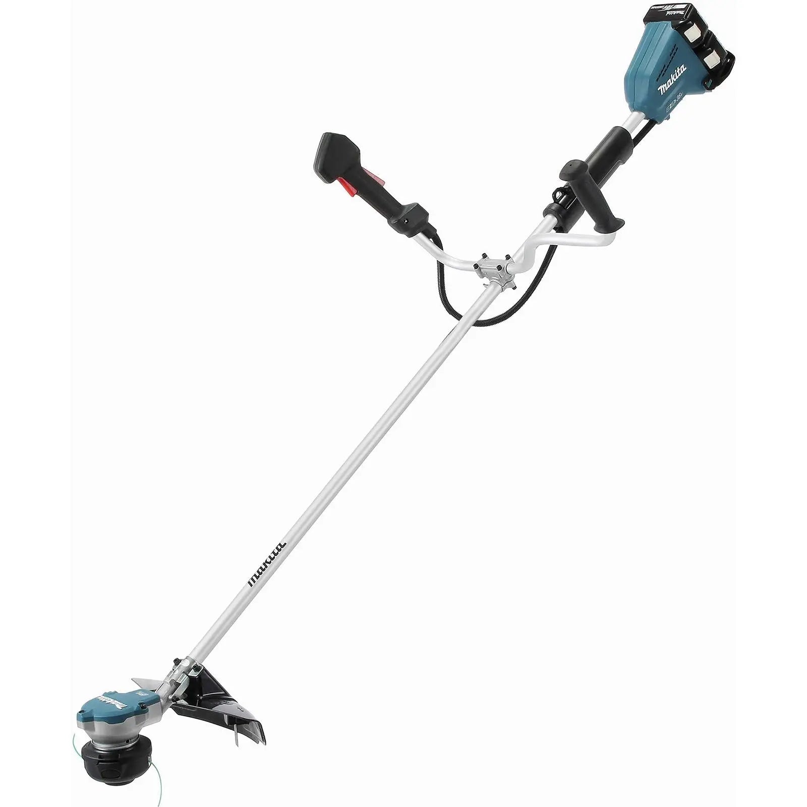 Makita Brush Cutter Kit 2 x 18V LXT Brushless Cordless Garden Lawn Strimming 2 x 5Ah Battery and Dual Rapid Charger DUR368APT2  White Rose Tools