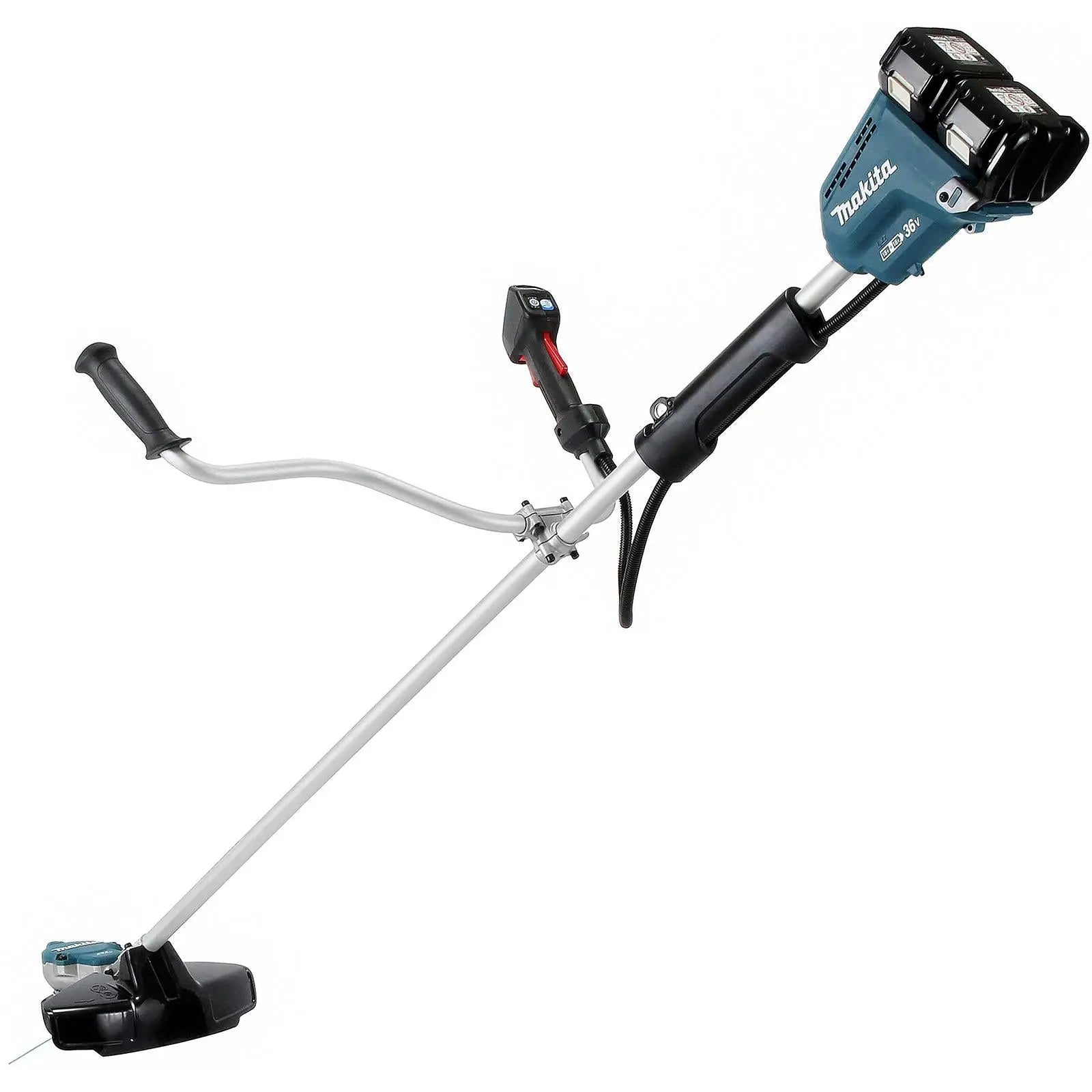 Makita Brush Cutter Kit 2 x 18V LXT Brushless Cordless Garden Lawn Strimming 2 x 5Ah Battery and Dual Rapid Charger DUR368APT2  White Rose Tools