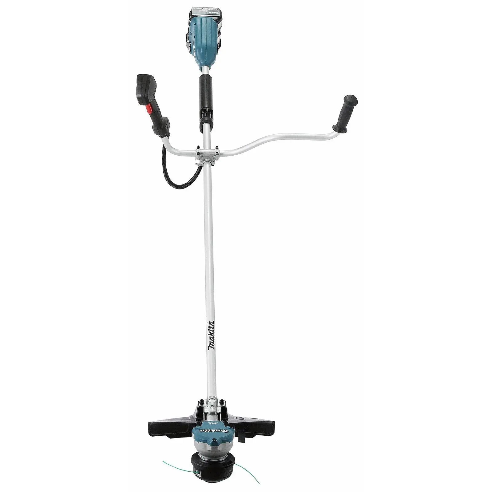 Makita Brush Cutter Kit 2 x 18V LXT Brushless Cordless Garden Lawn Strimming 2 x 5Ah Battery and Dual Rapid Charger DUR368APT2  White Rose Tools