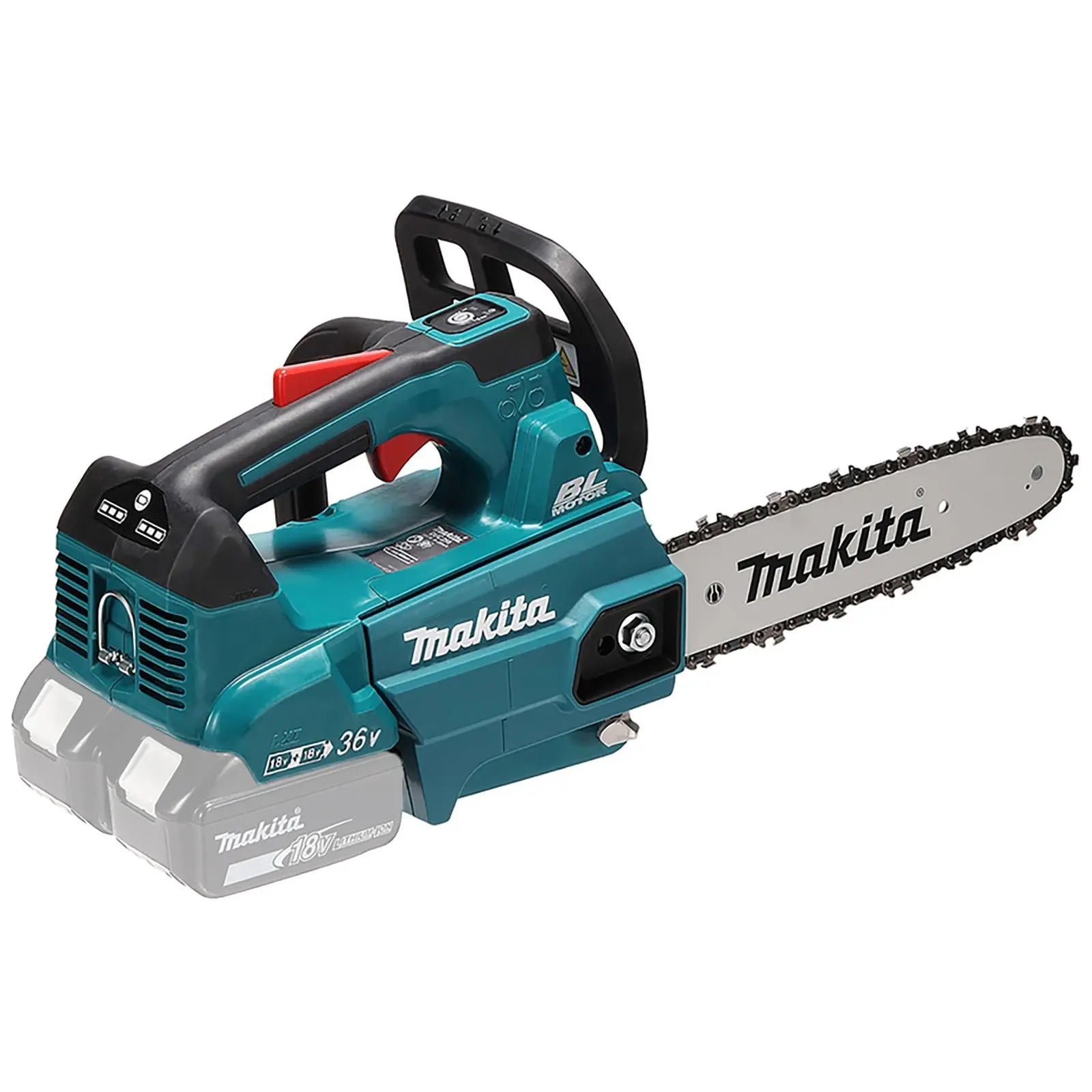 Makita Chainsaw 25cm 10" 18V x 2 LXT Brushless Cordless Top Handle Garden Tree Cutting Pruning Bare Unit Body Only DUC256Z  White Rose Tools