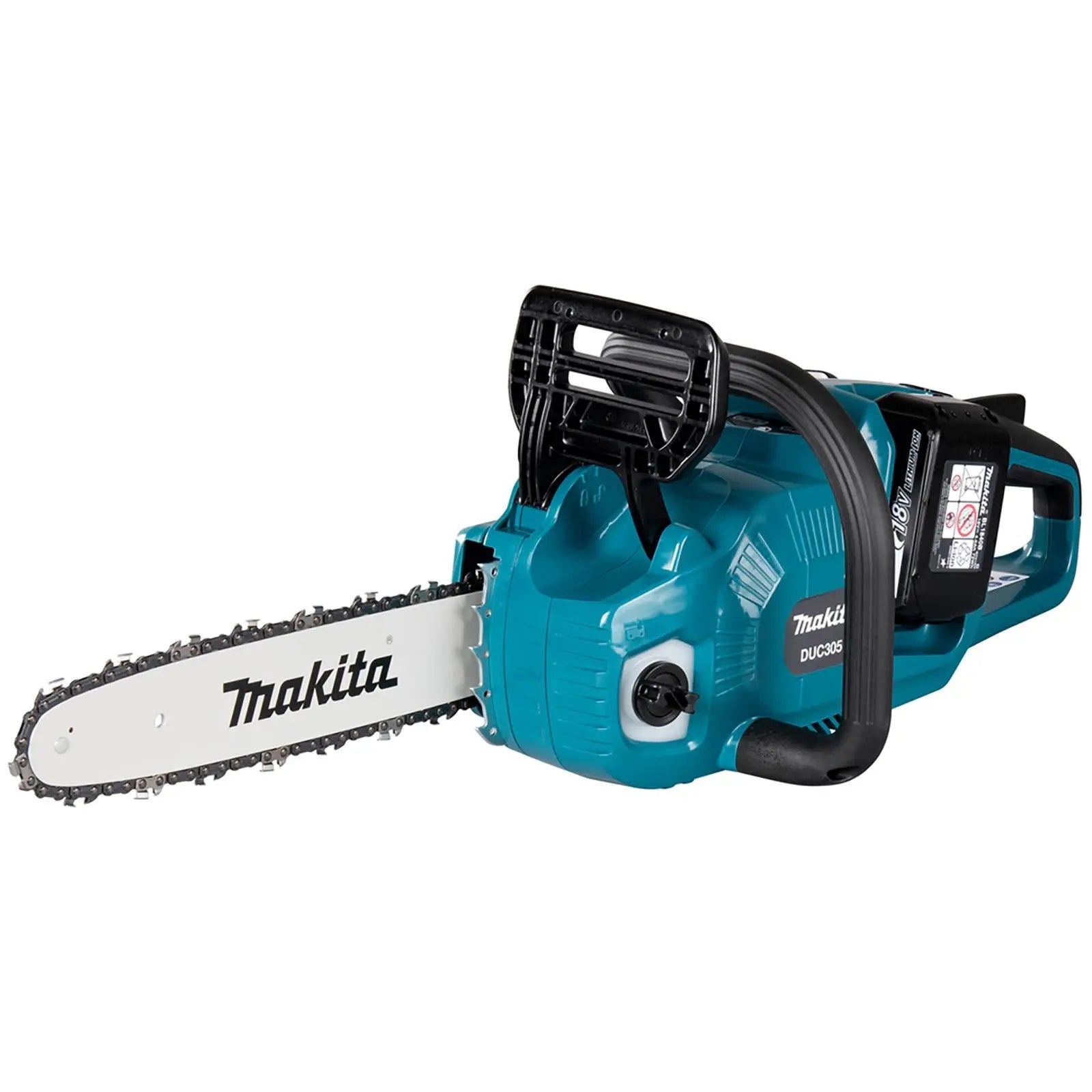 Makita Chainsaw Kit 30cm 12" 18V x 2 LXT Brushless Cordless 2 x 5Ah Battery and Dual Rapid Charger Garden Tree Cutting Pruning DUC305PT2  White Rose Tools