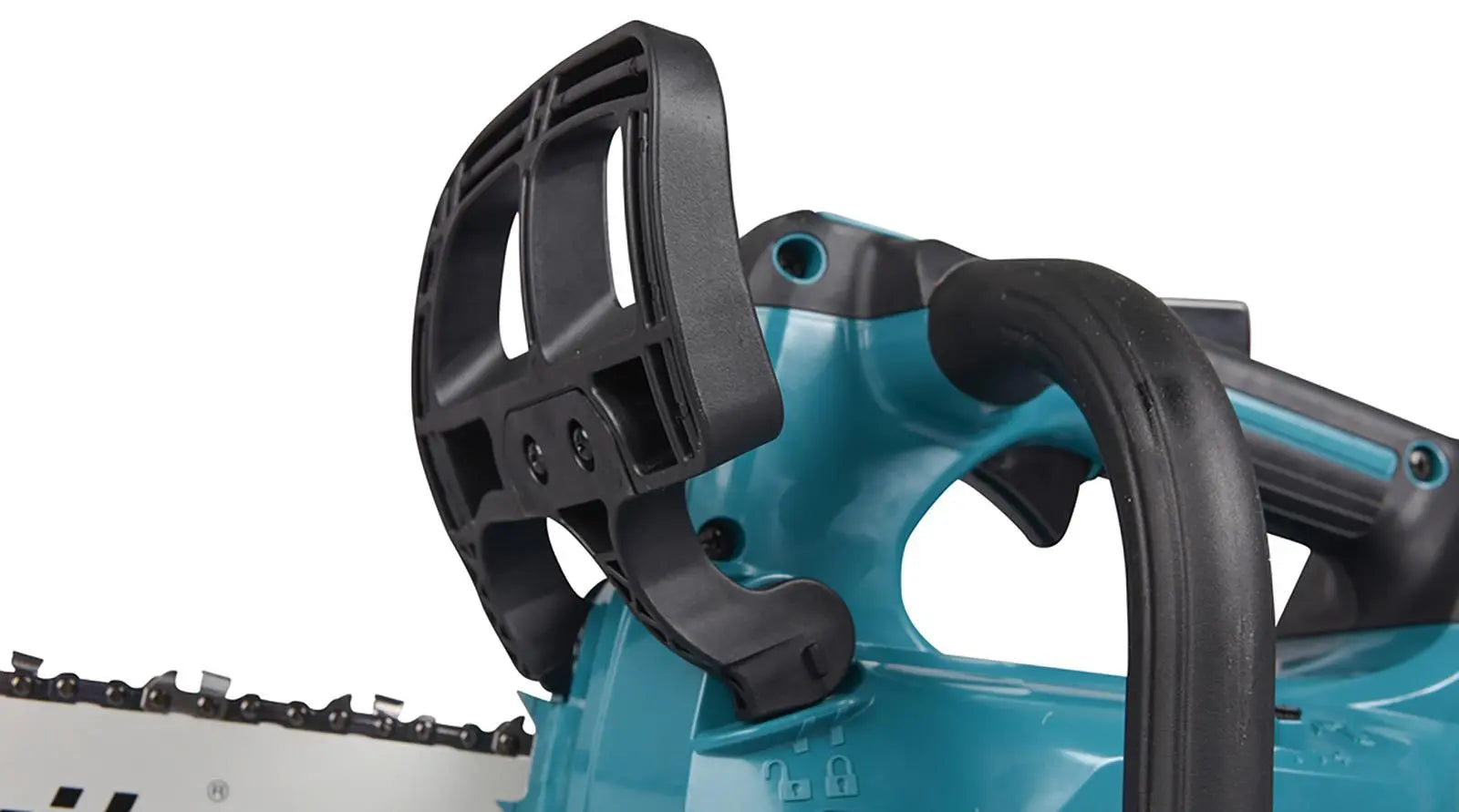 Makita Chainsaw Kit 30cm 12" 40V XGT Brushless Cordless Top Handle 2 x 2.5Ah Battery and Rapid Charger Garden Tree Cutting Pruning UC003GD202  White Rose Tools
