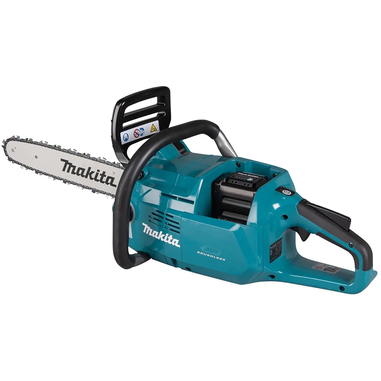 Makita Chainsaw Kit Heavy Duty 35cm 14" 40V XGT Brushless Cordless 2 x 5Ah Battery and Rapid Charger Garden Tree Cutting Pruning UC011GT201  White Rose Tools