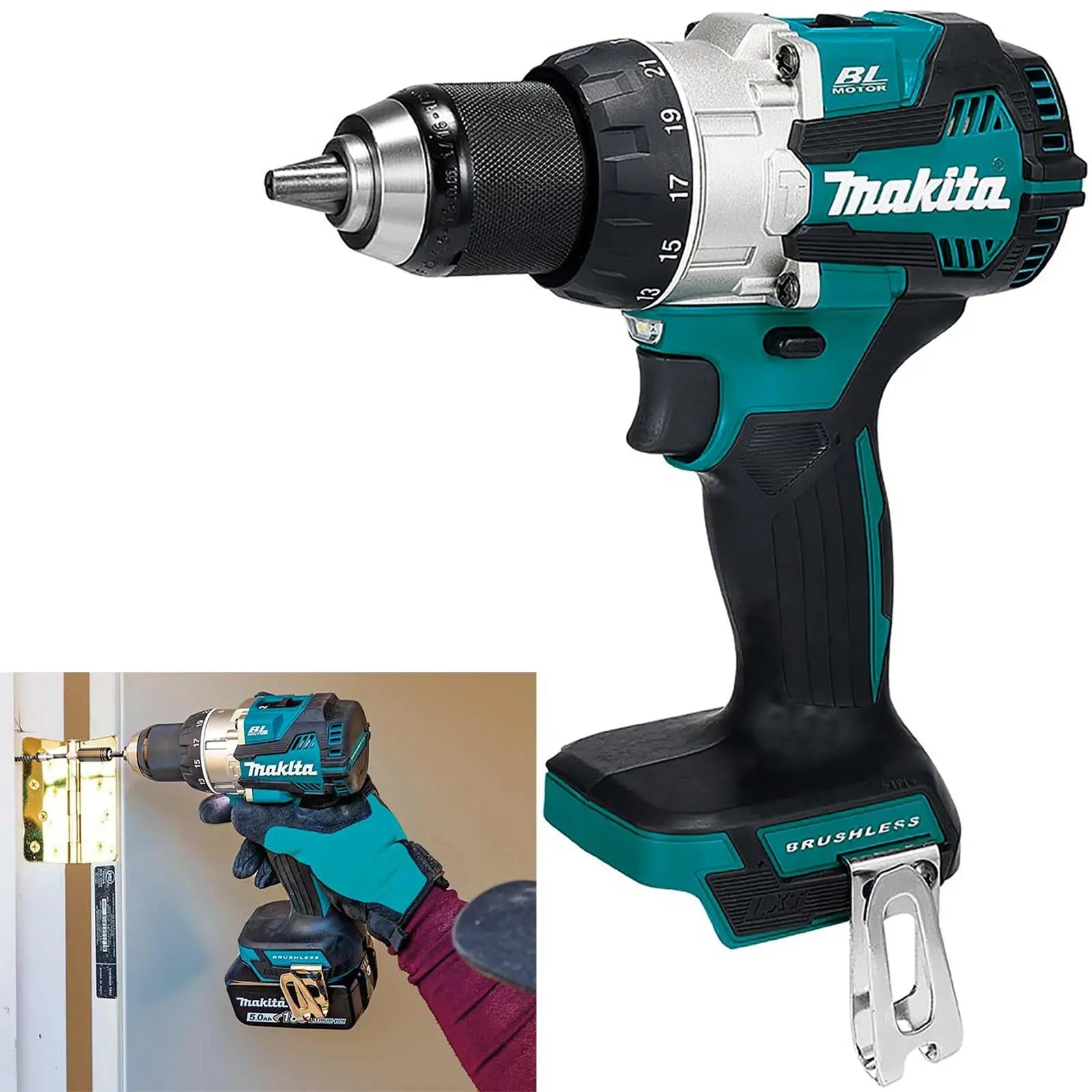 Makita Combi Drill 18V LXT Li-ion Brushless Cordless Body Only DHP489Z  White Rose Tools